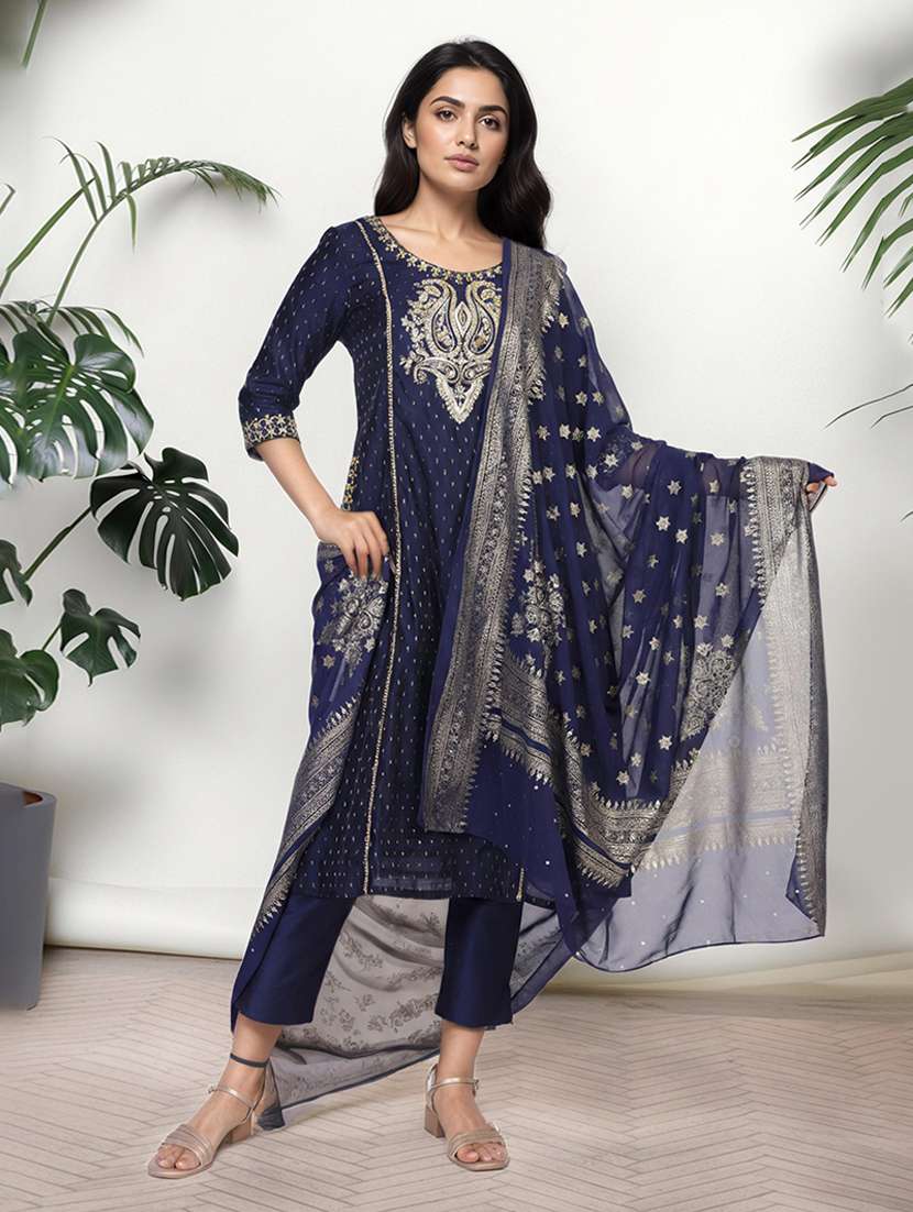 blue cotton kurta pant  set - 22078901 -  Standard Image - 2