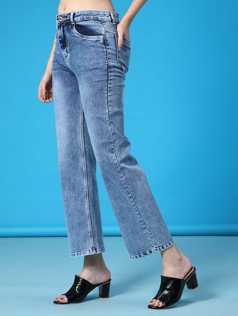 women solid high rise straight fit jean - 22079071 -  Standard Image - 2