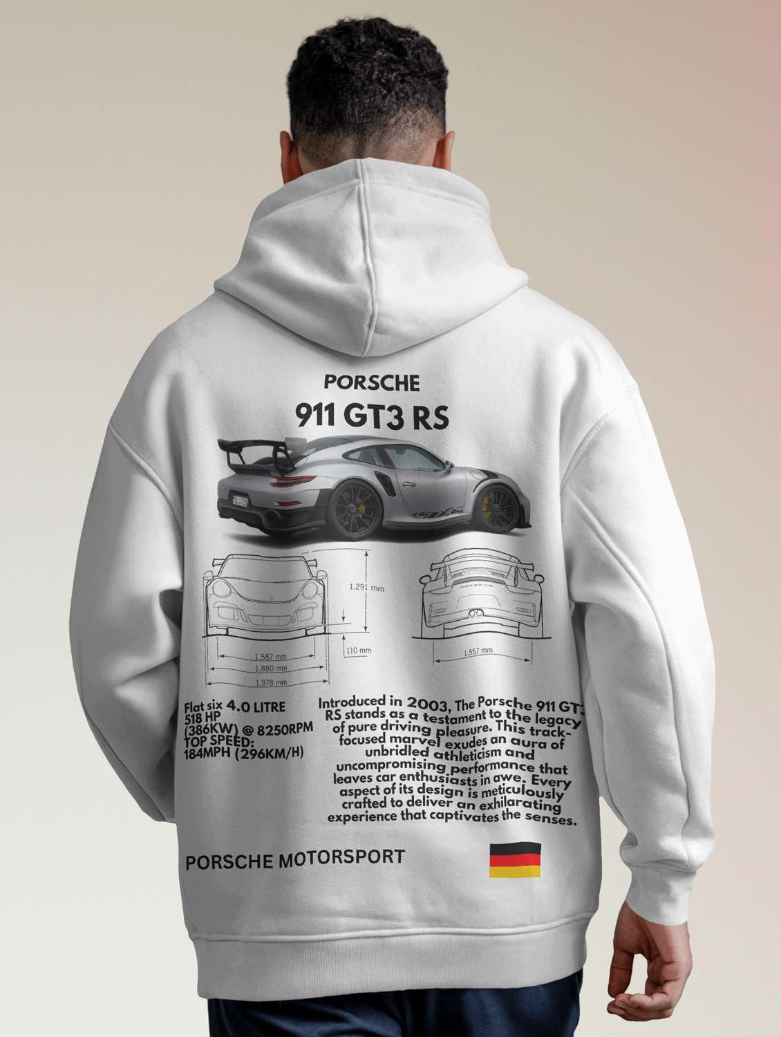 men front & back print long sleeve hooded sweatshirt