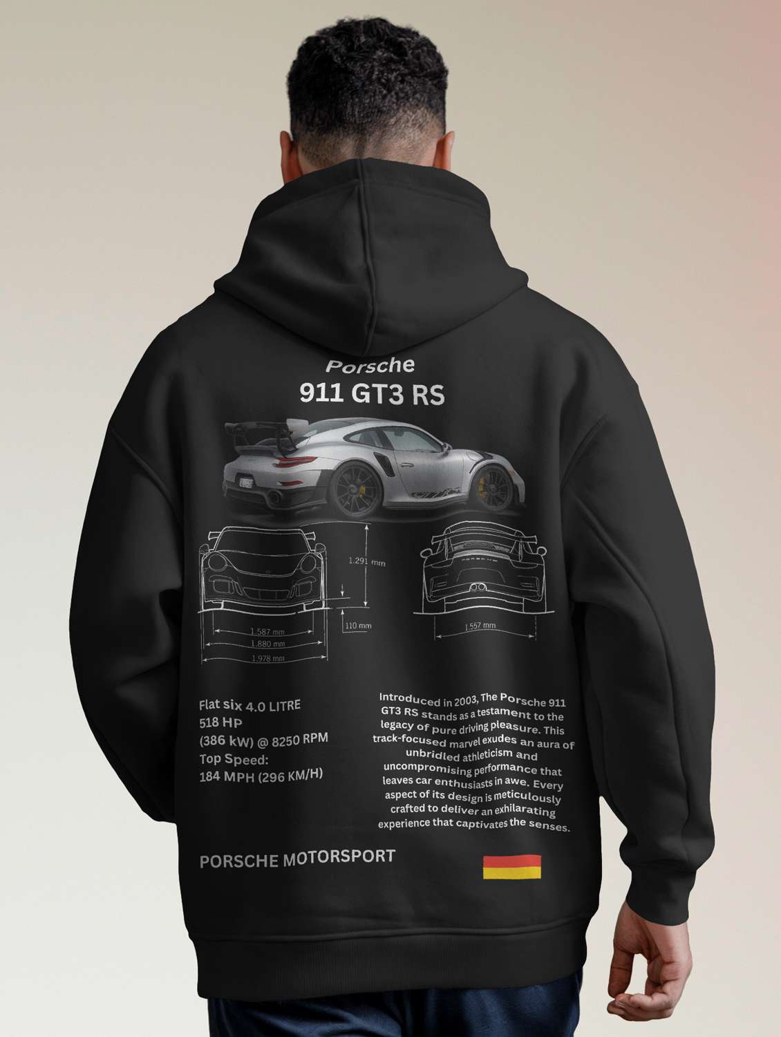 men front & back print long sleeve hooded sweatshirt