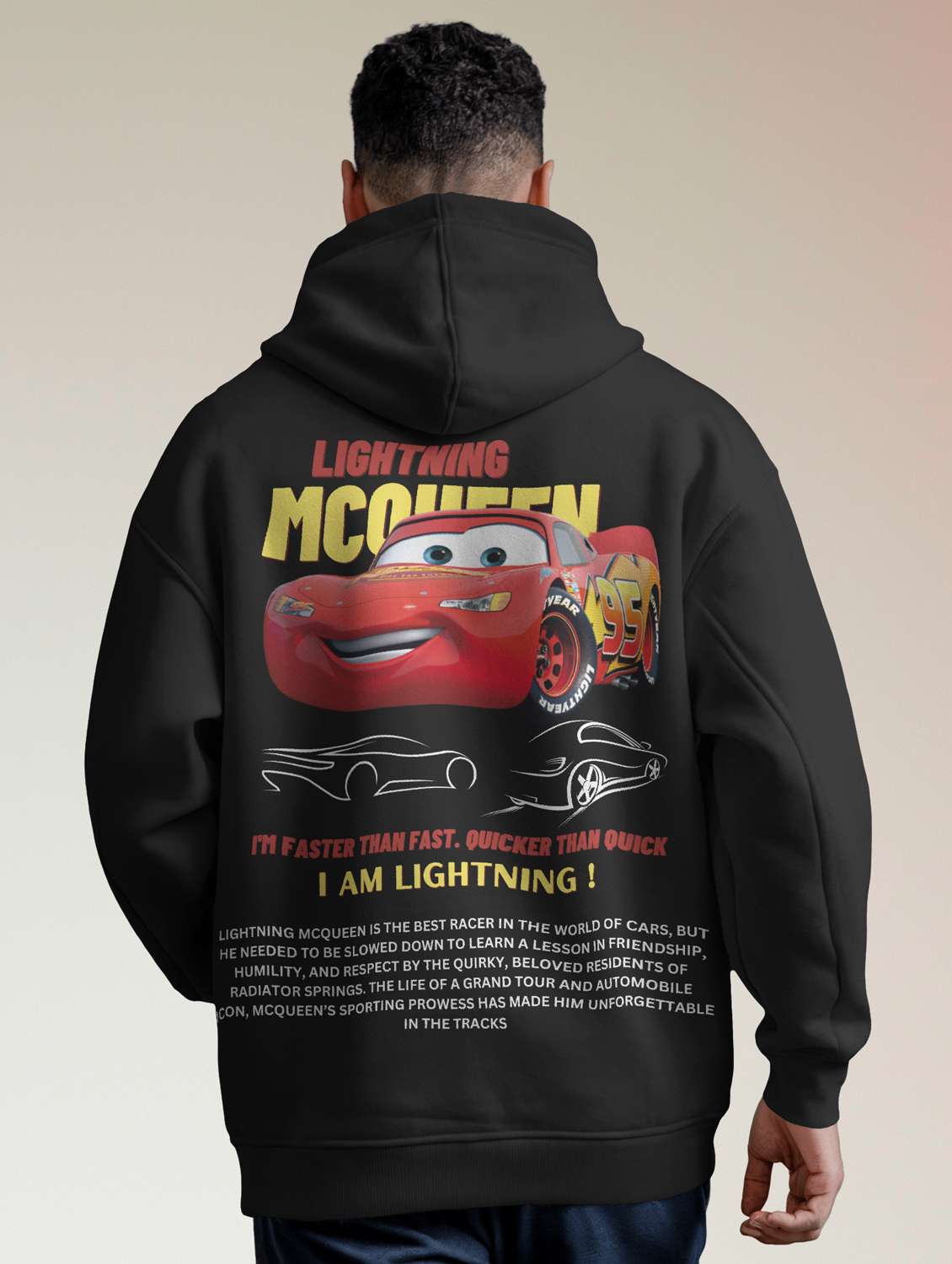 men front & back print long sleeve hooded sweatshirt