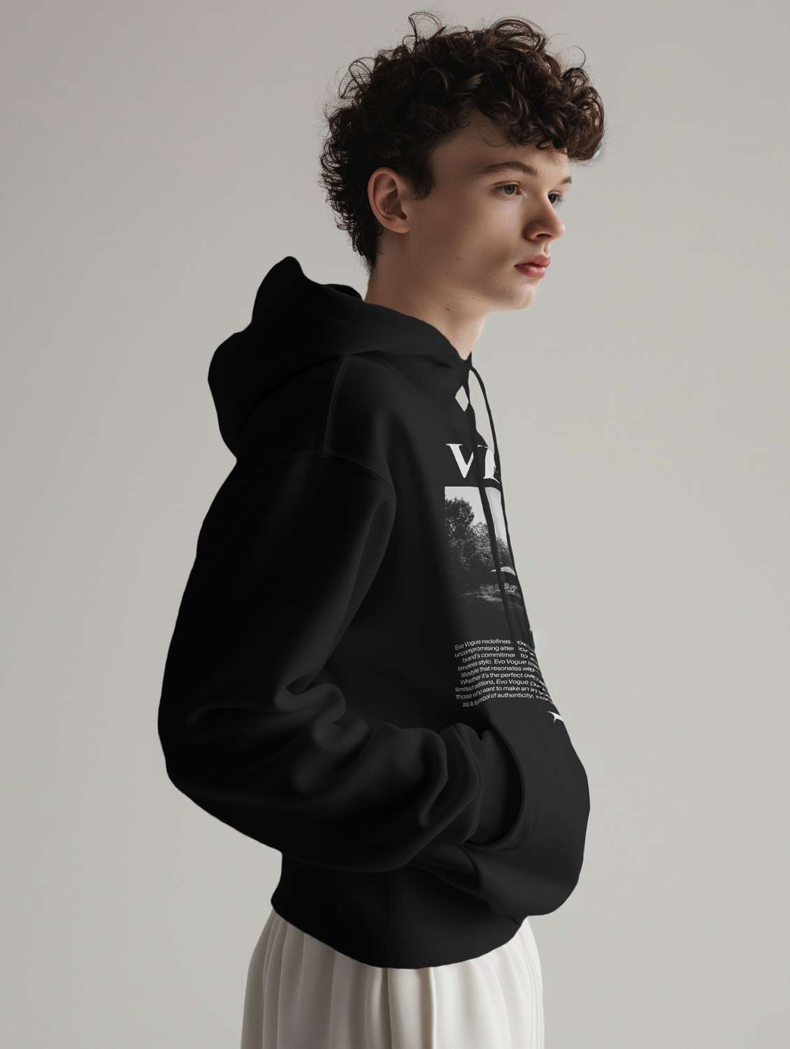 men front print long sleeve hooded sweatshirt - 22079125 -  Standard Image - 2