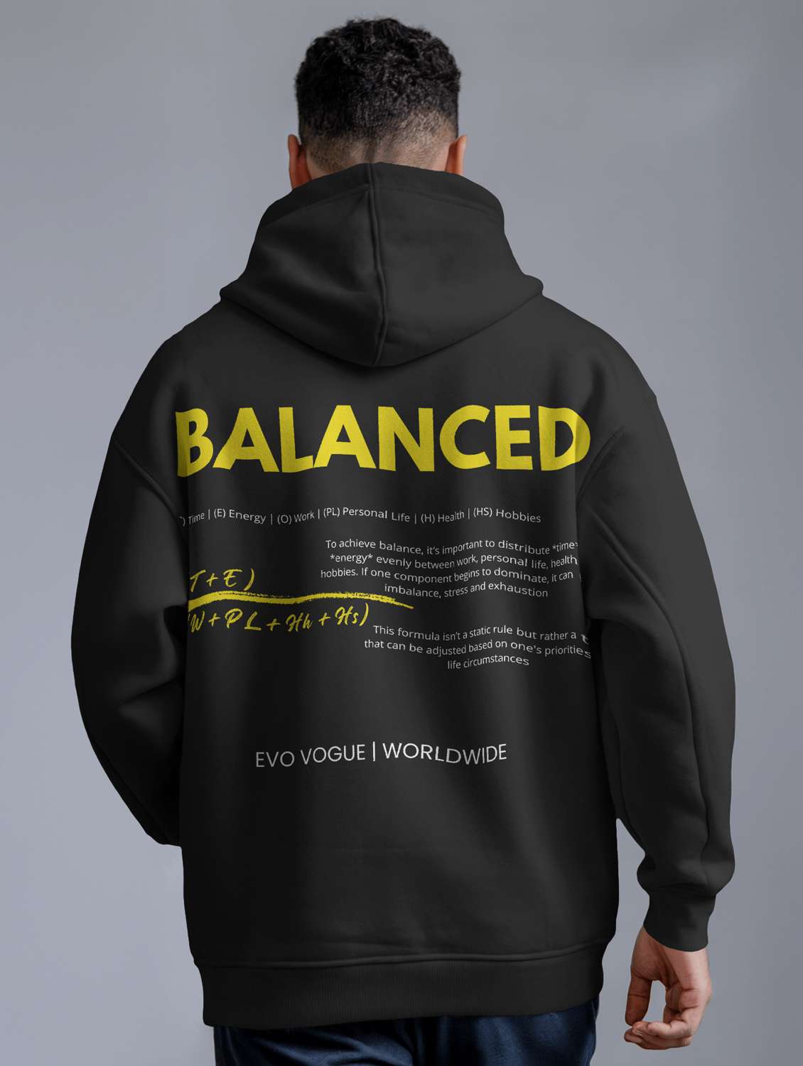 men front & back print long sleeve hooded sweatshirt