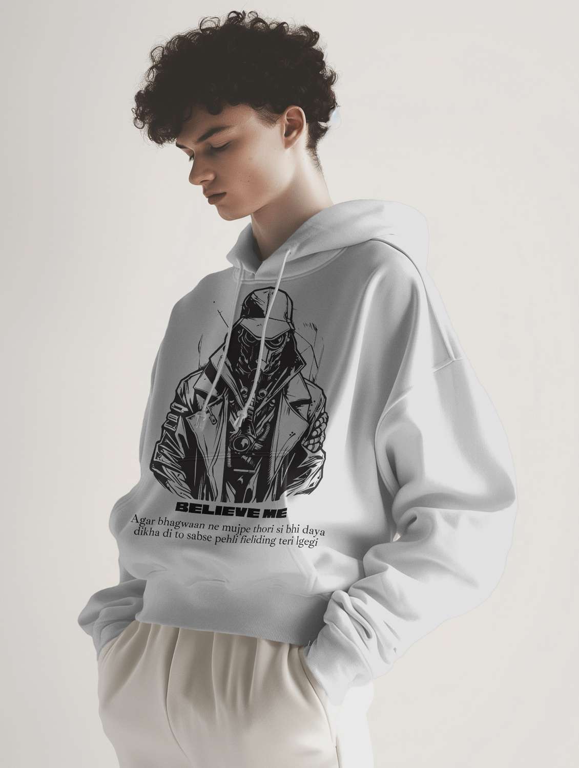 men front print long sleeve hooded sweatshirt - 22079137 -  Standard Image - 2