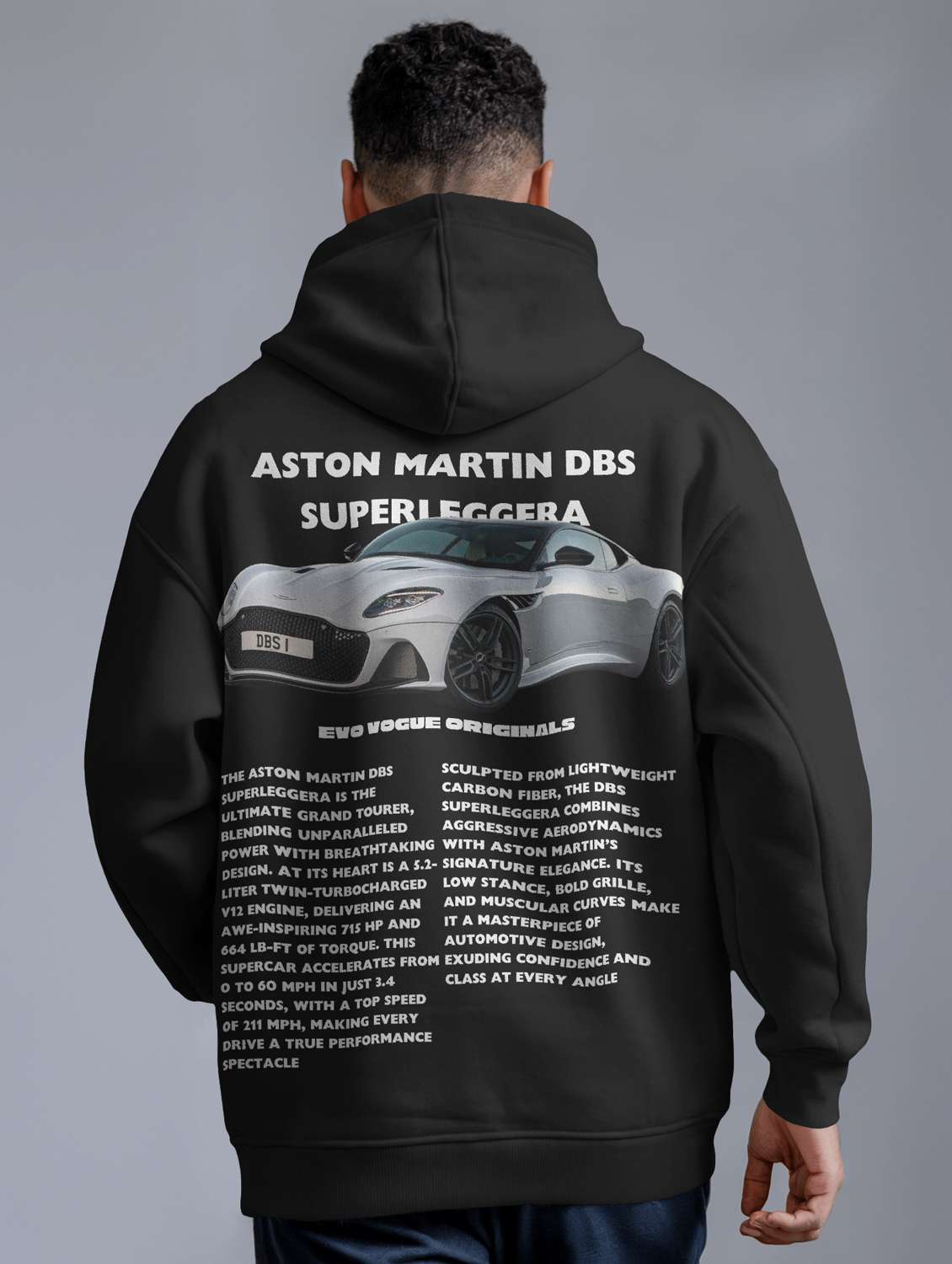 men front & back print long sleeve hooded sweatshirt