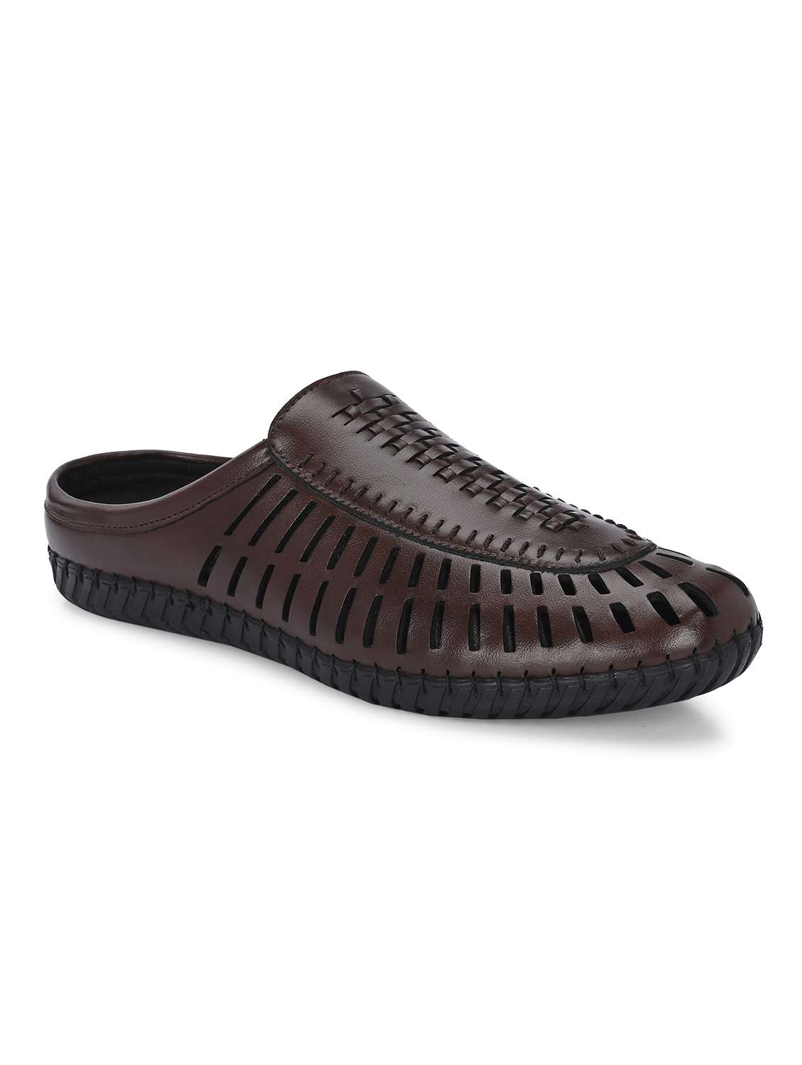 men brown slip on sandal - 22079194 -  Standard Image - 2