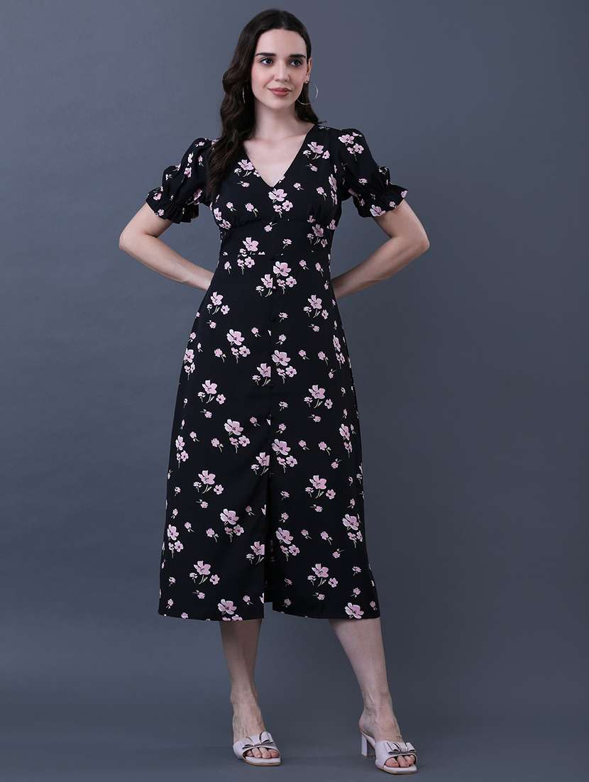 women floral print puff sleeve a-line dress - 22079199 -  Standard Image - 2