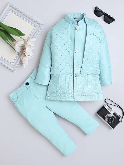 boys embroidered long sleeve sherwani set - 22079211 - Standard Image - 0