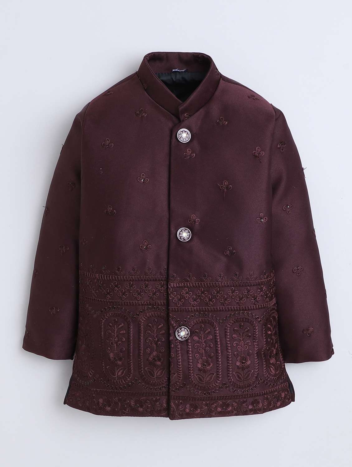 boys embroidered long sleeve sherwani set - 22079215 - Standard Image - 2