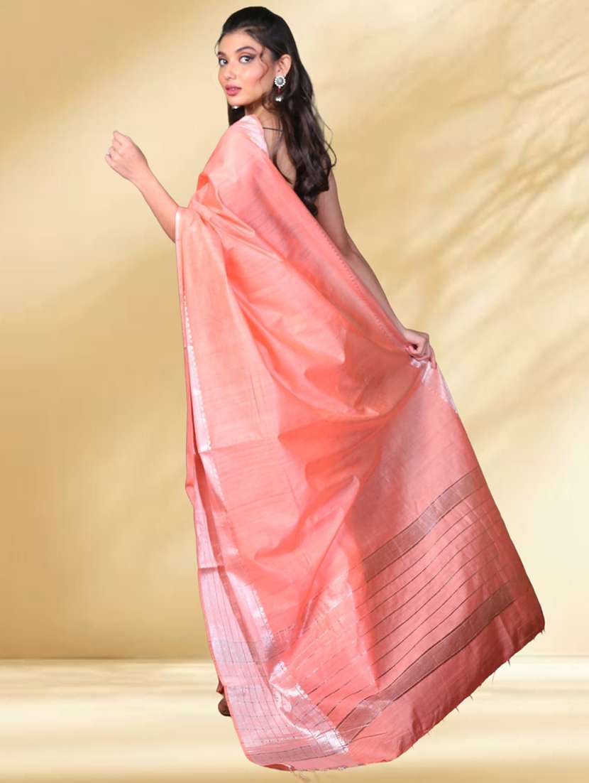 women solid with bordered saree with blouse - 22079297 - Standard Image - 2