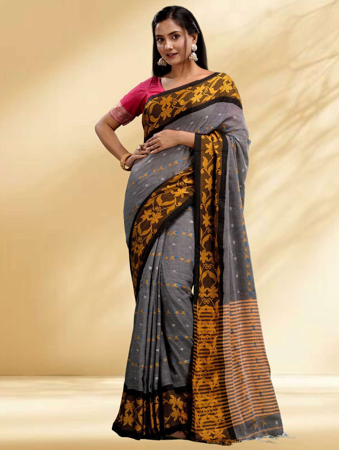 women self design handloom saree with blouse - 22079335 -  Standard Image - 2