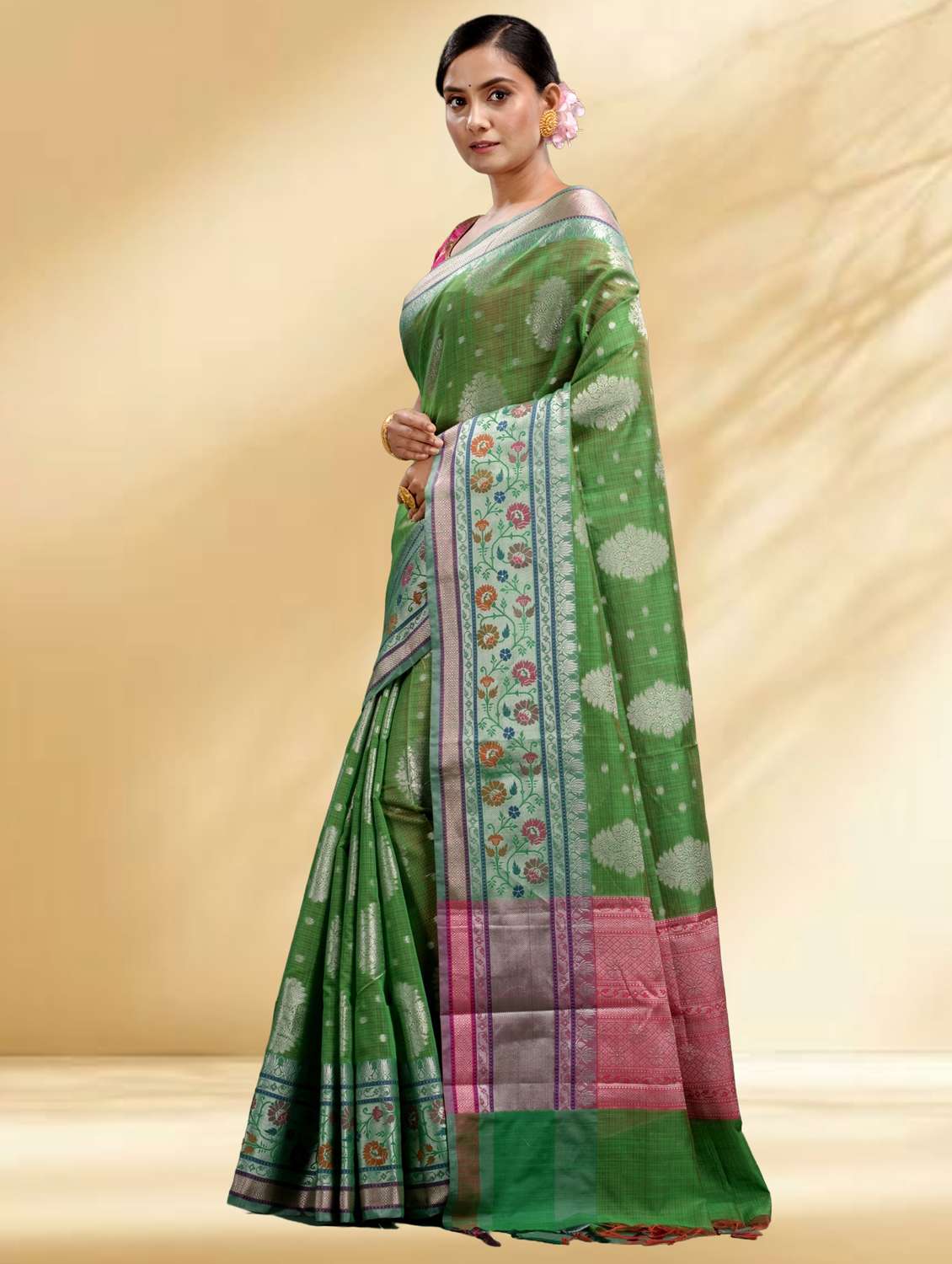 women self design handloom saree with blouse - 22079340 -  Standard Image - 2