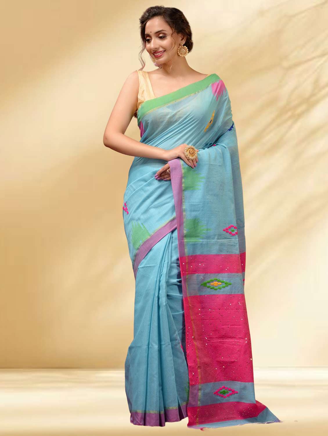 women self design handloom saree with blouse - 22079348 -  Standard Image - 2