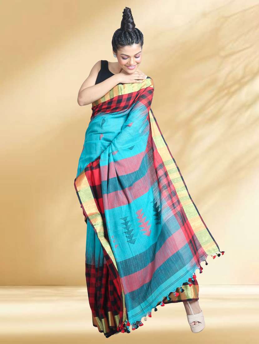 women self design handloom saree with blouse - 22079356 - Standard Image - 2