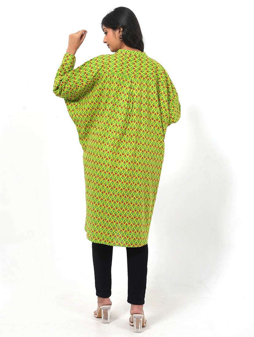 women printed puff sleeve high low tunic - 22079394 - Standard Image - 2