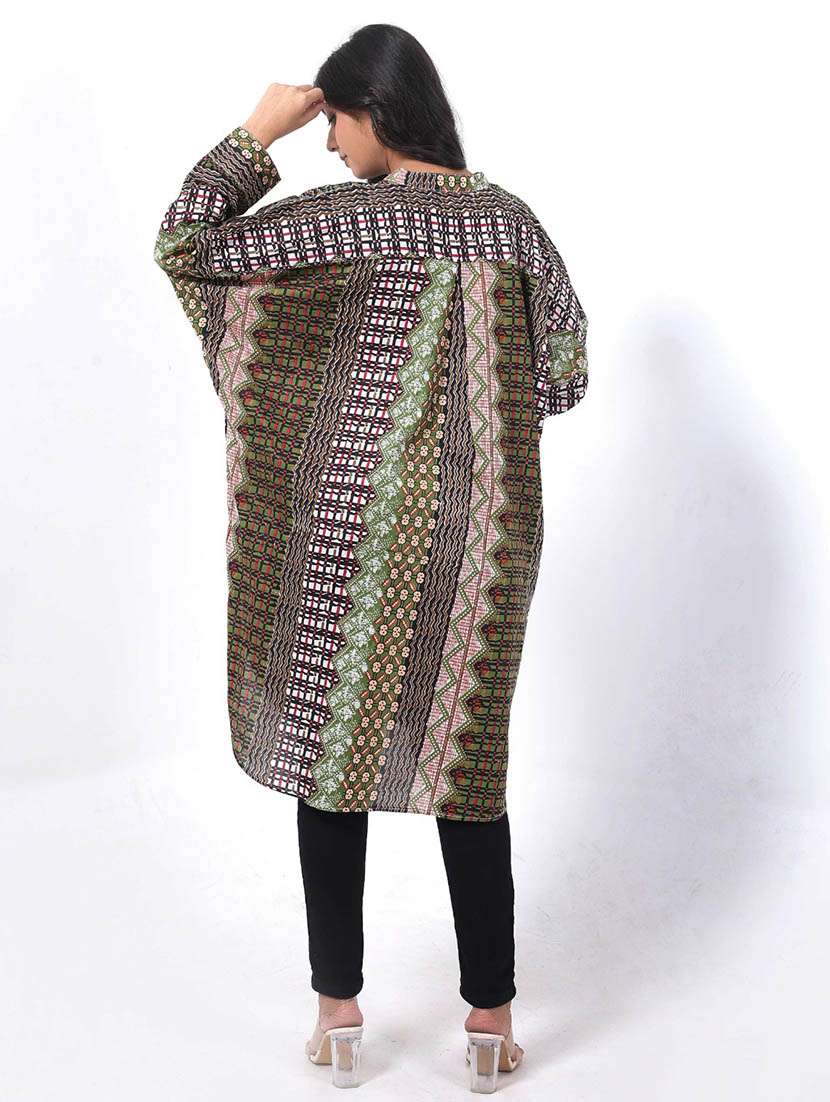 women printed puff sleeve high low tunic - 22079395 - Standard Image - 2