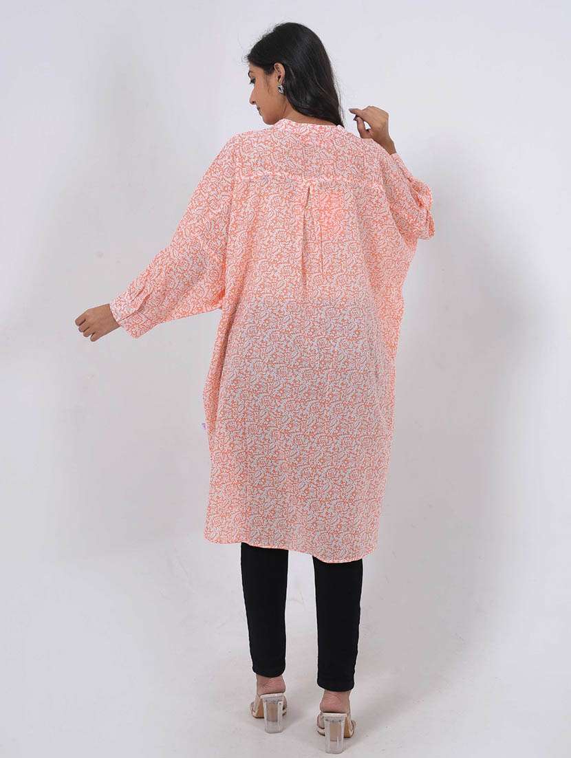 women printed puff sleeve high low tunic - 22079396 - Standard Image - 2