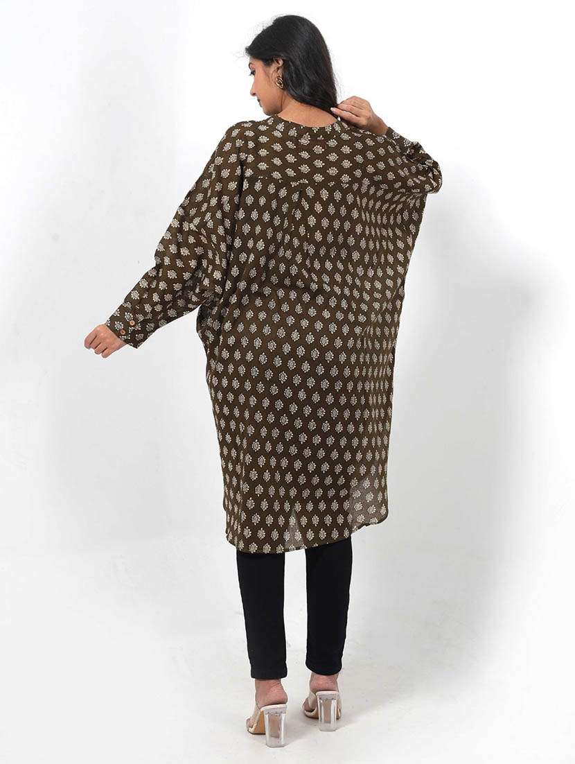 women printed puff sleeve high low tunic - 22079397 - Standard Image - 2