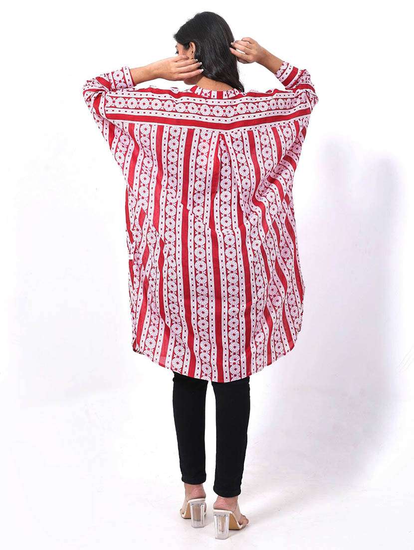 women printed puff sleeve high low tunic - 22079398 - Standard Image - 2