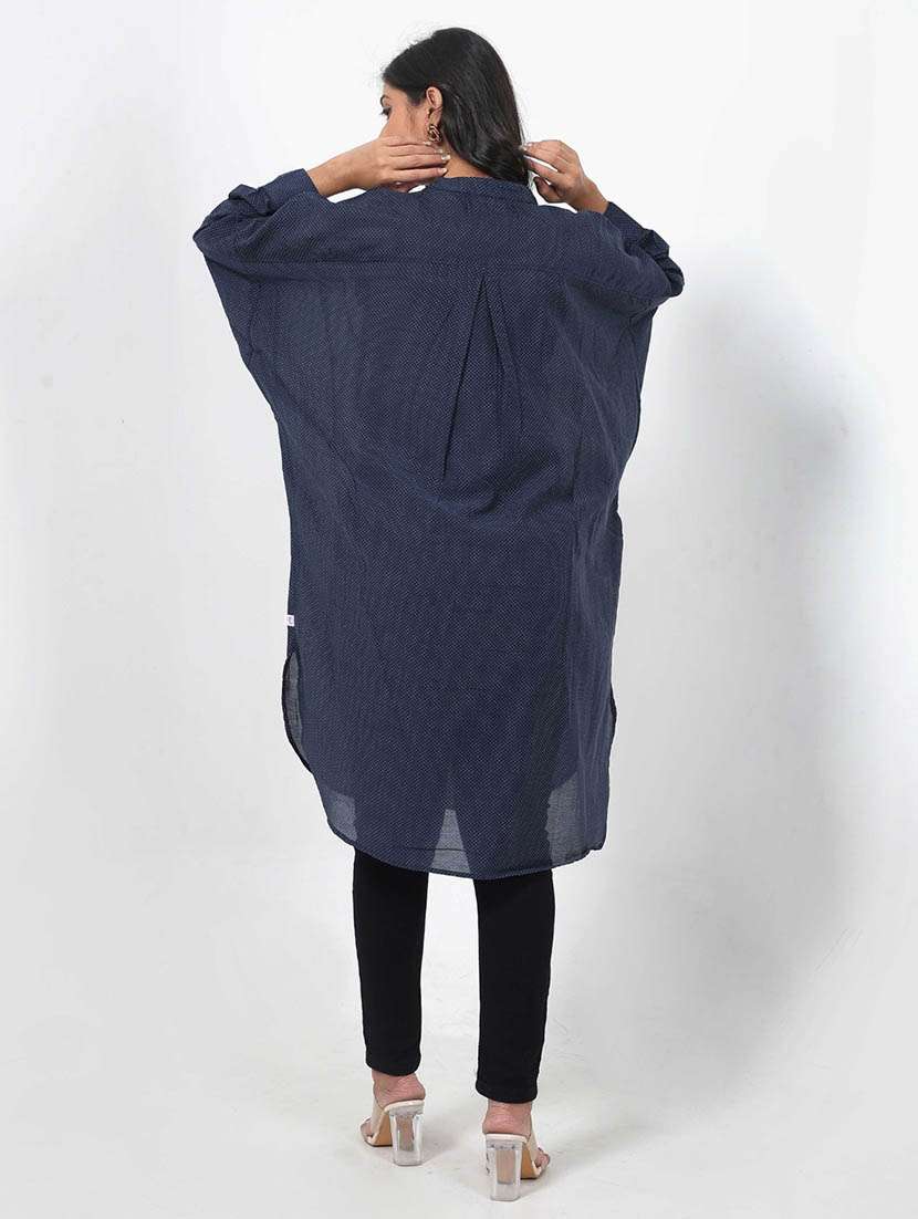 women polka doted long sleeve high low tunic - 22079401 - Standard Image - 2