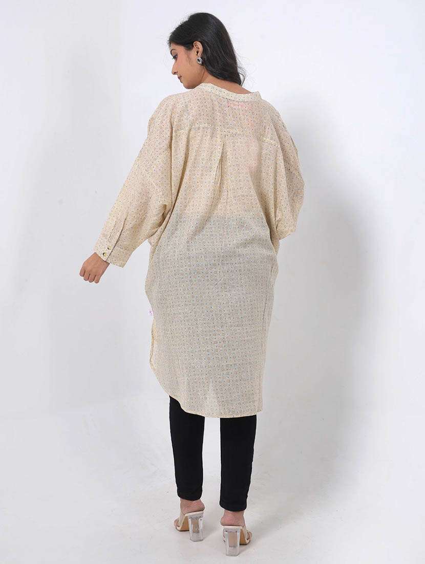 women printed long sleeve high low tunic - 22079402 - Standard Image - 2