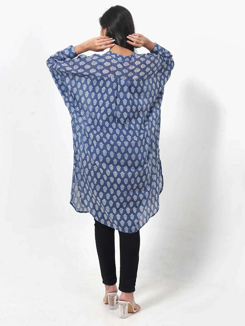 women printed long sleeve high low tunic - 22079406 - Standard Image - 2