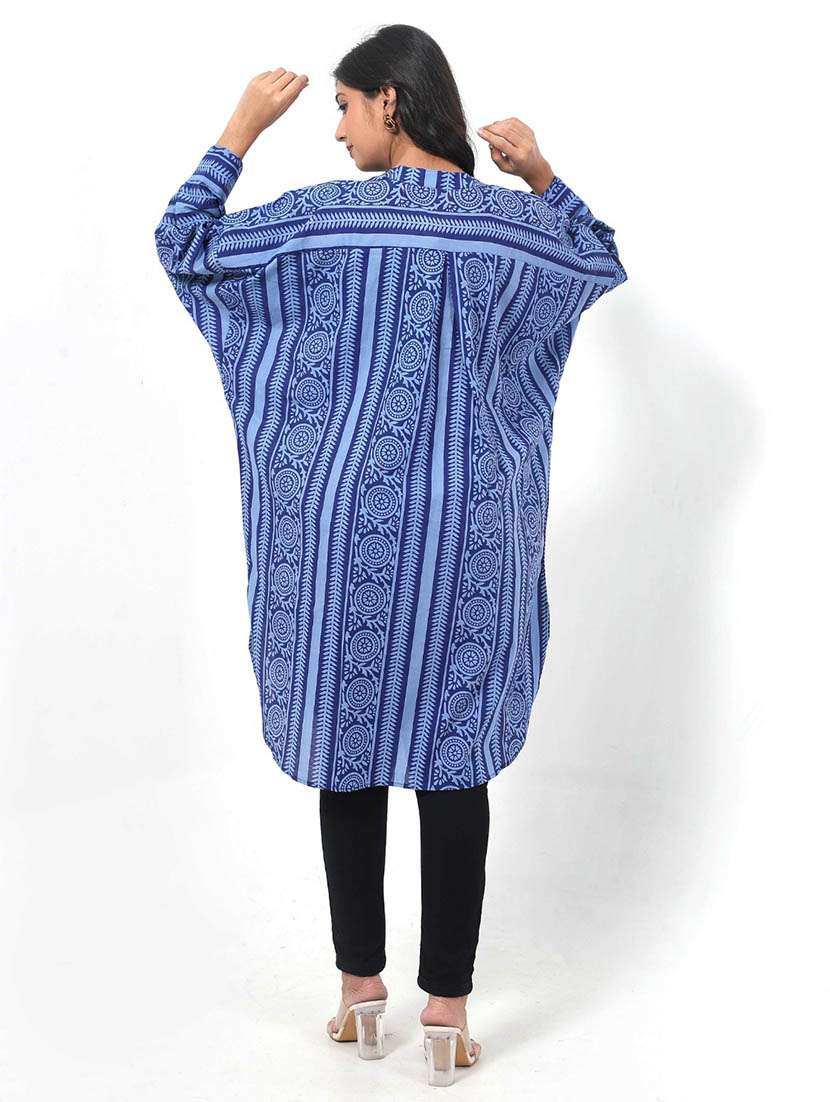 women printed long sleeve high low tunic - 22079408 - Standard Image - 2