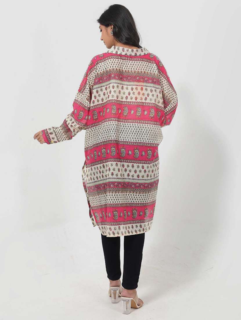 women printed long sleeve relaxed fit kurti - 22079415 - Standard Image - 2