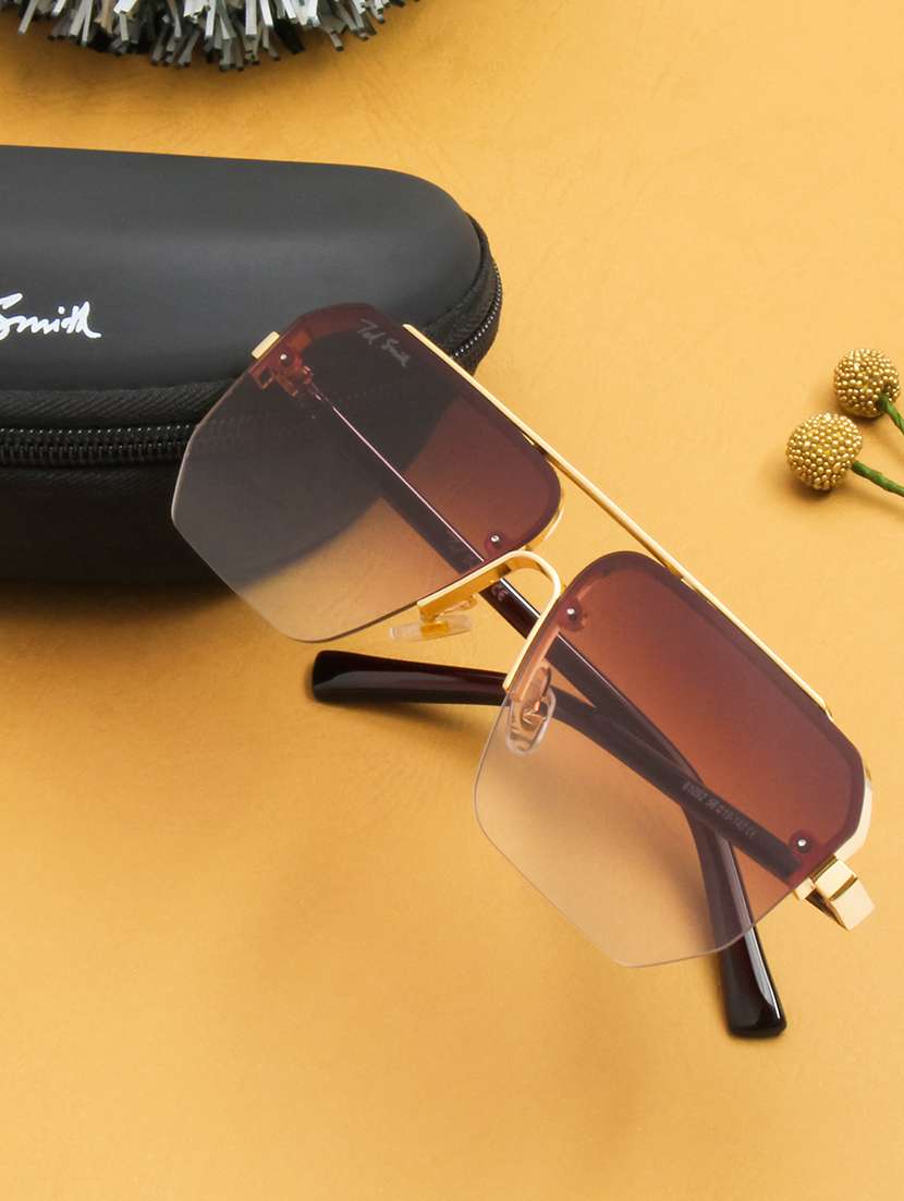 ted smith eyewear unisex |  half rim aviator stylish sunglasses |  uv protected | for men and women