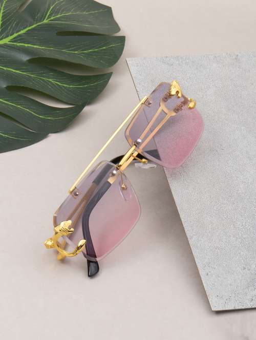 ted smith eyewear unisex | rimless aviator stylish sunglasses | uv protected | for men and women - 22079436 - Standard Image - 0