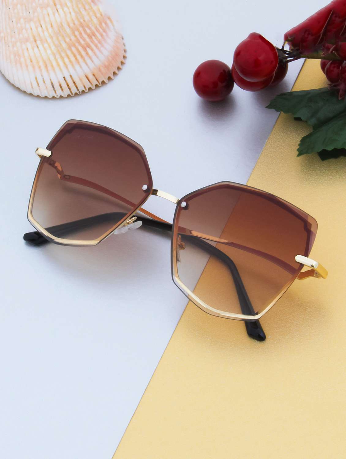 ted smith eyewear  |  rimless square stylish sunglasses |  uv protected | for  women