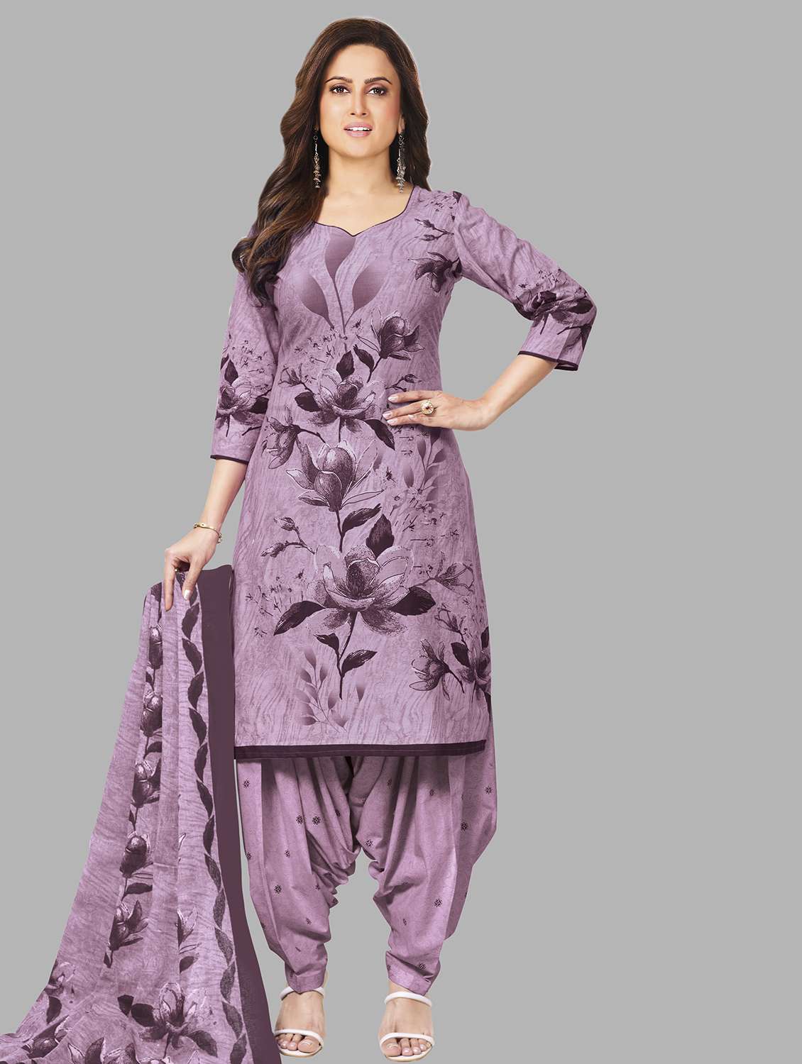 women floral printed unstitched salwar suit set