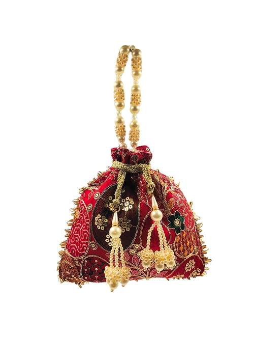 women embroidered potli bag with drawstring - 22079551 -  Standard Image - 0