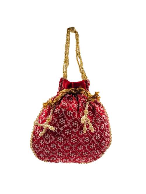 women embroidered potli bag with drawstring - 22079561 - Standard Image - 0