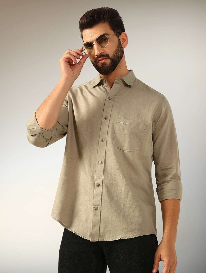 men solid long sleeve regular fit casual shirt
