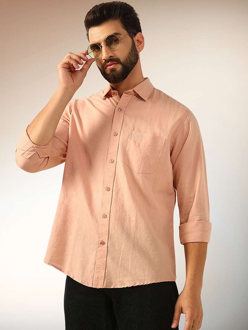 men solid long sleeve regular fit casual shirt