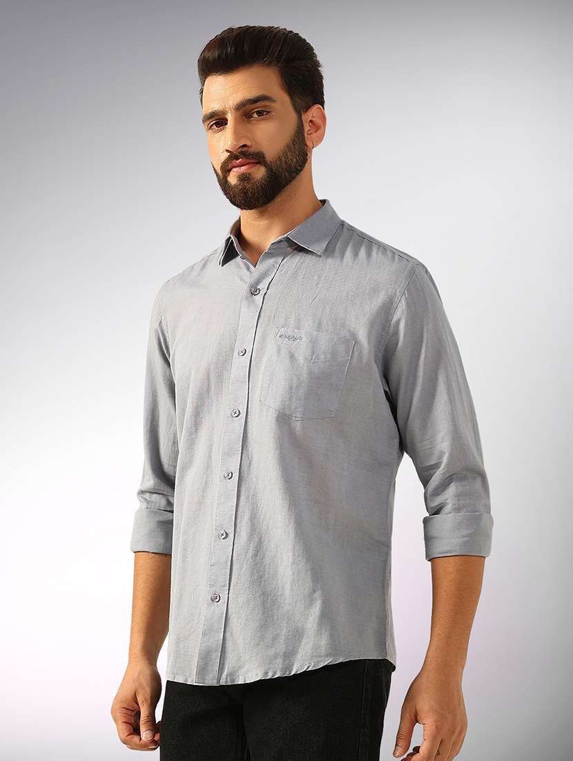 men solid long sleeve regular fit casual shirt - 22079697 -  Zoom Image - 0