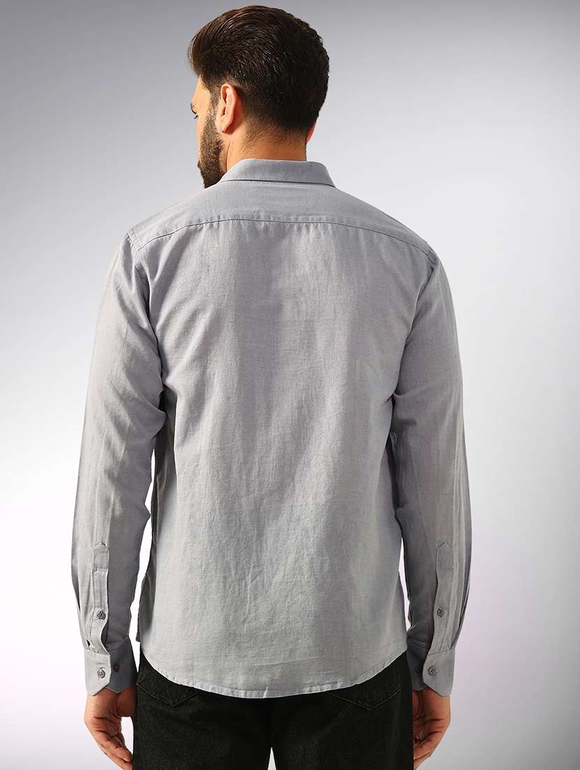 men solid long sleeve regular fit casual shirt - 22079697 - Standard Image - 2