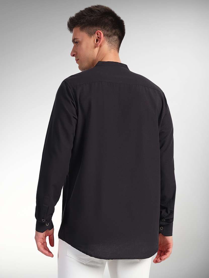 men solid mandarin neck short kurta - 22079731 - Standard Image - 2