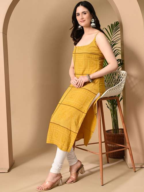 women printed sleeveless straight kurta - 22079758 -  Standard Image - 0