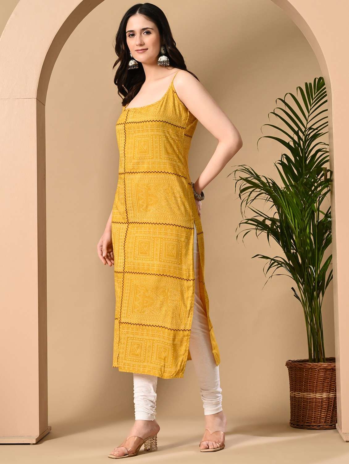 women printed sleeveless straight kurta - 22079758 - Standard Image - 2
