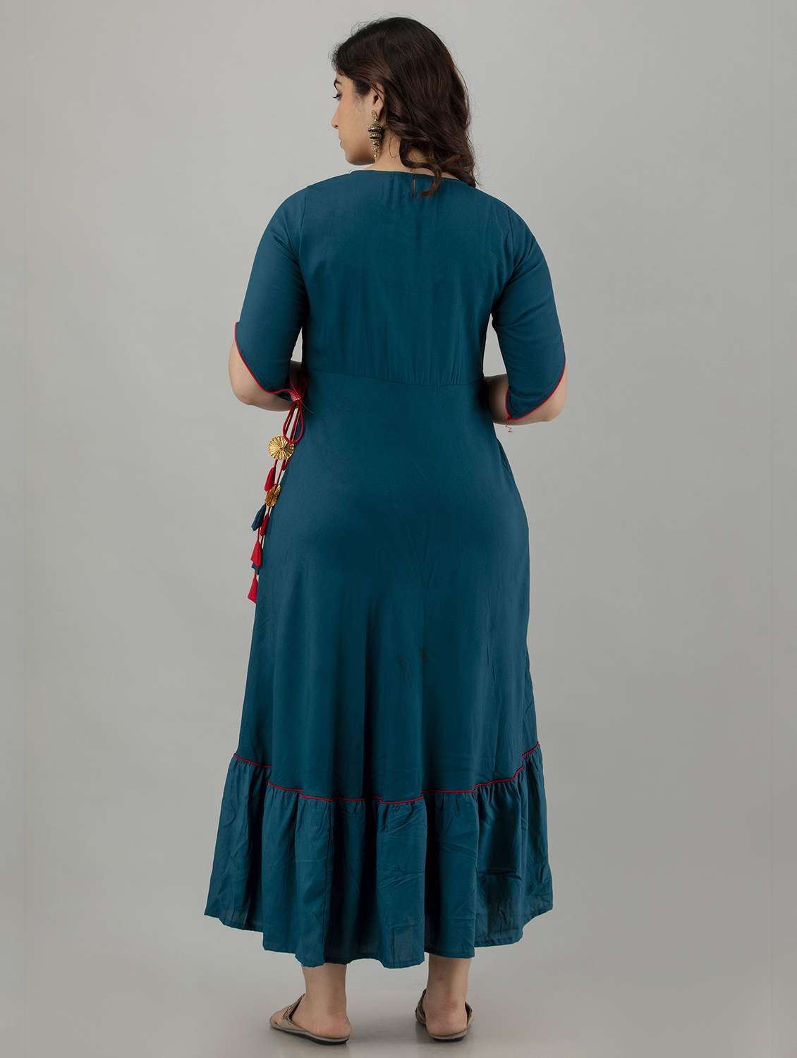 women embroidered short sleeve ethnic dress - 22079767 -  Standard Image - 2