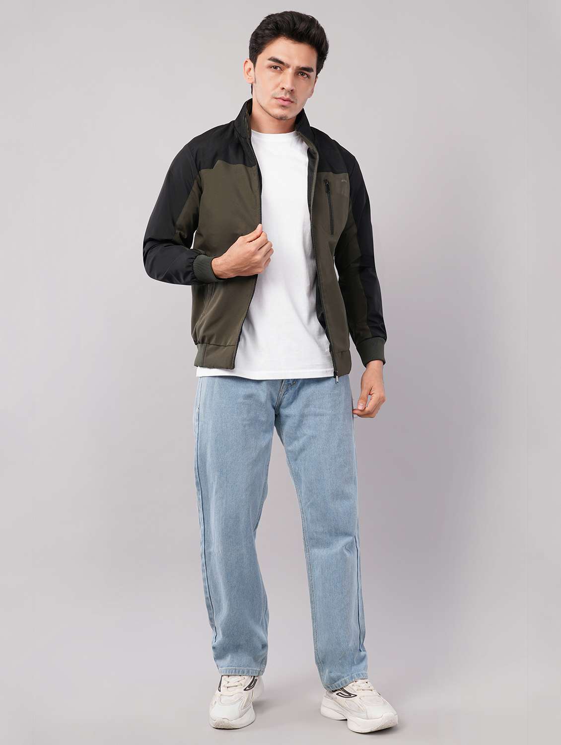 men color block long sleeve windcheater jacket - 22079783 -  Standard Image - 2