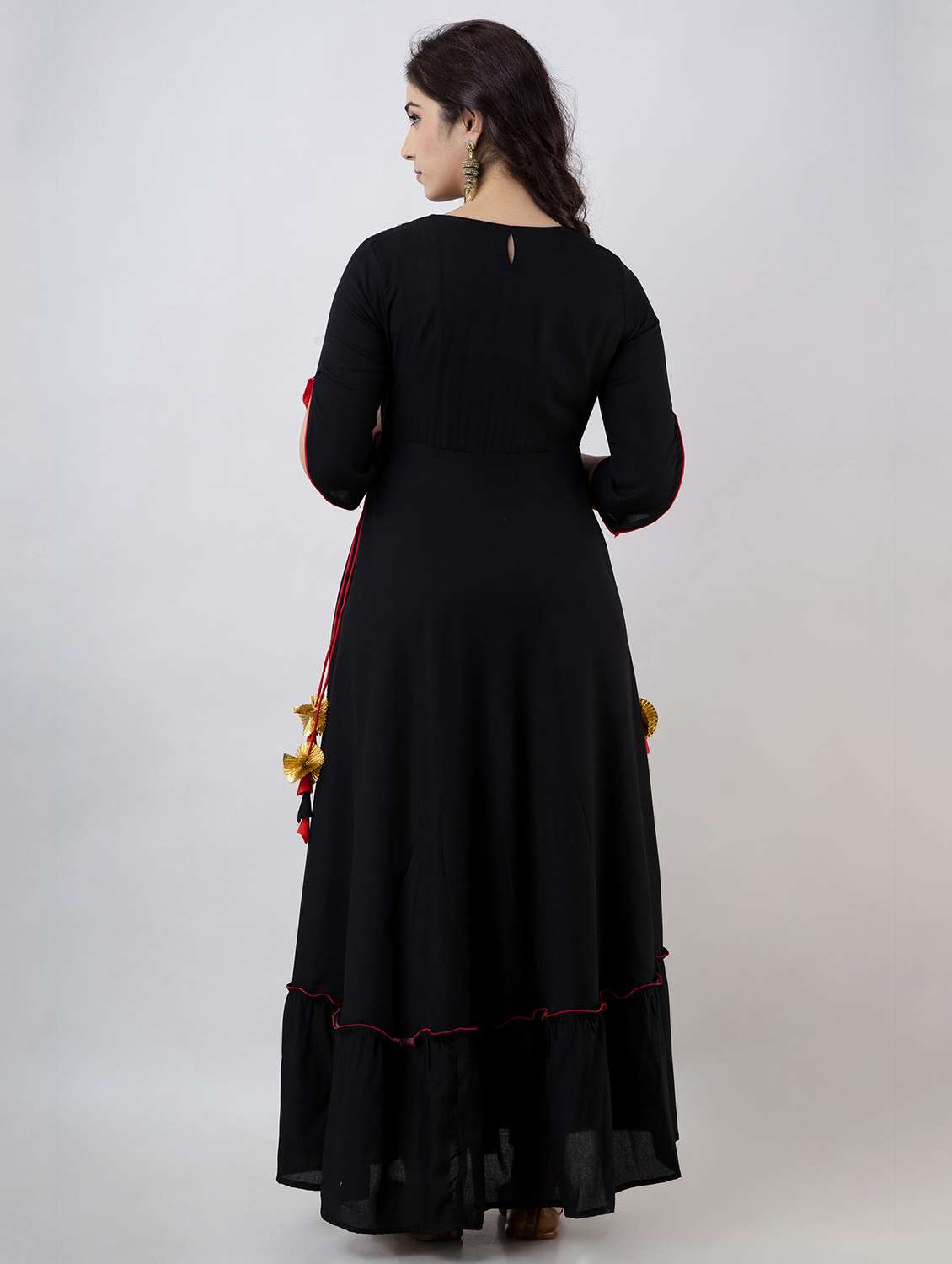 women embroidered three quarter sleeve ethnic dress - 22079883 -  Standard Image - 2