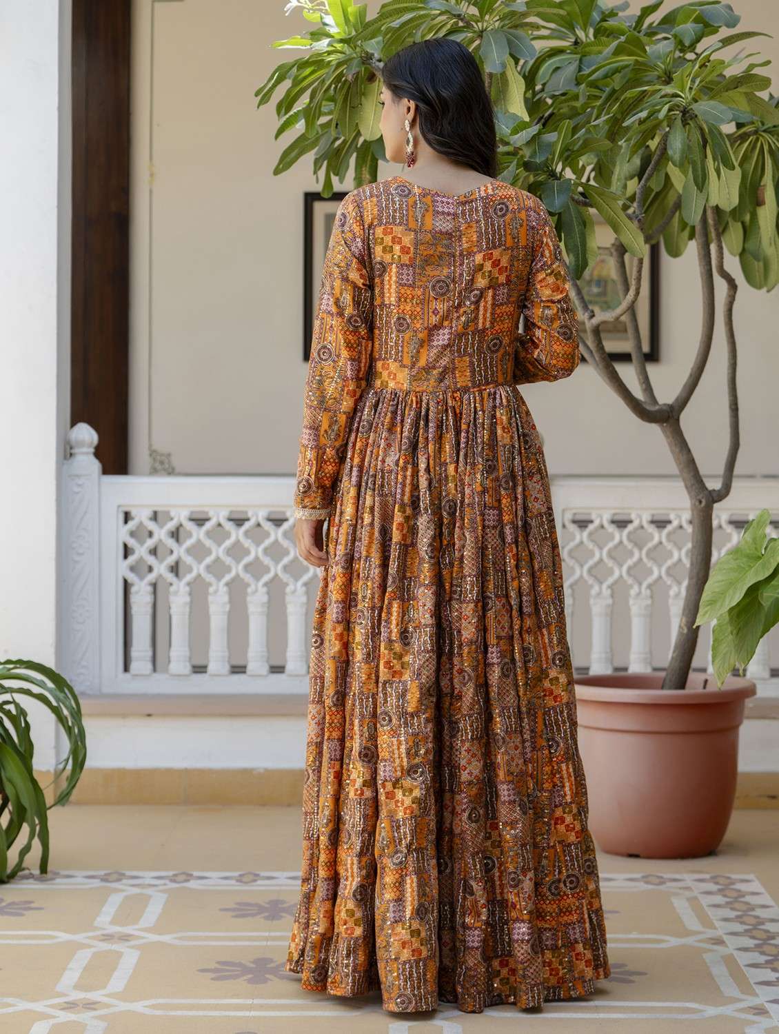 women printed long sleeve kurta with dupatta set - 22079891 - Standard Image - 2