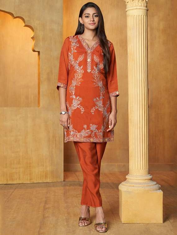 women three quarter sleeve ethnic co-ord set