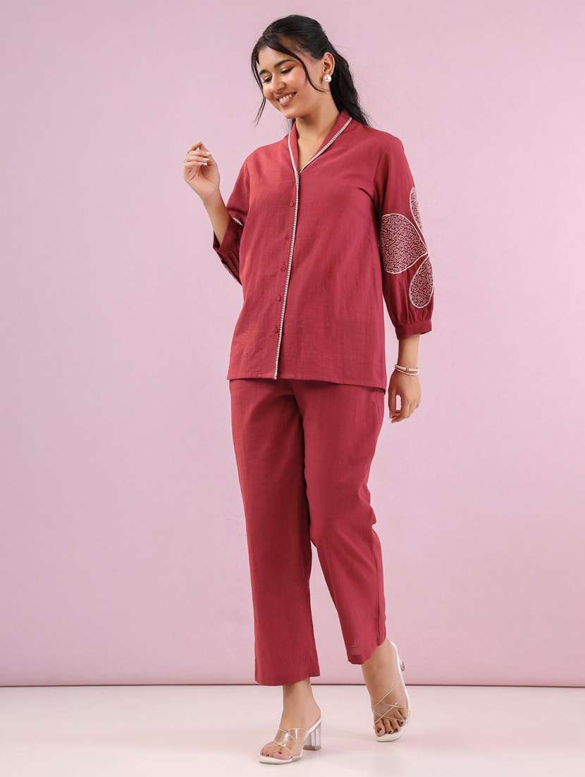 women three quarter sleeve ethnic co-ord set - 22079912 - Standard Image - 2