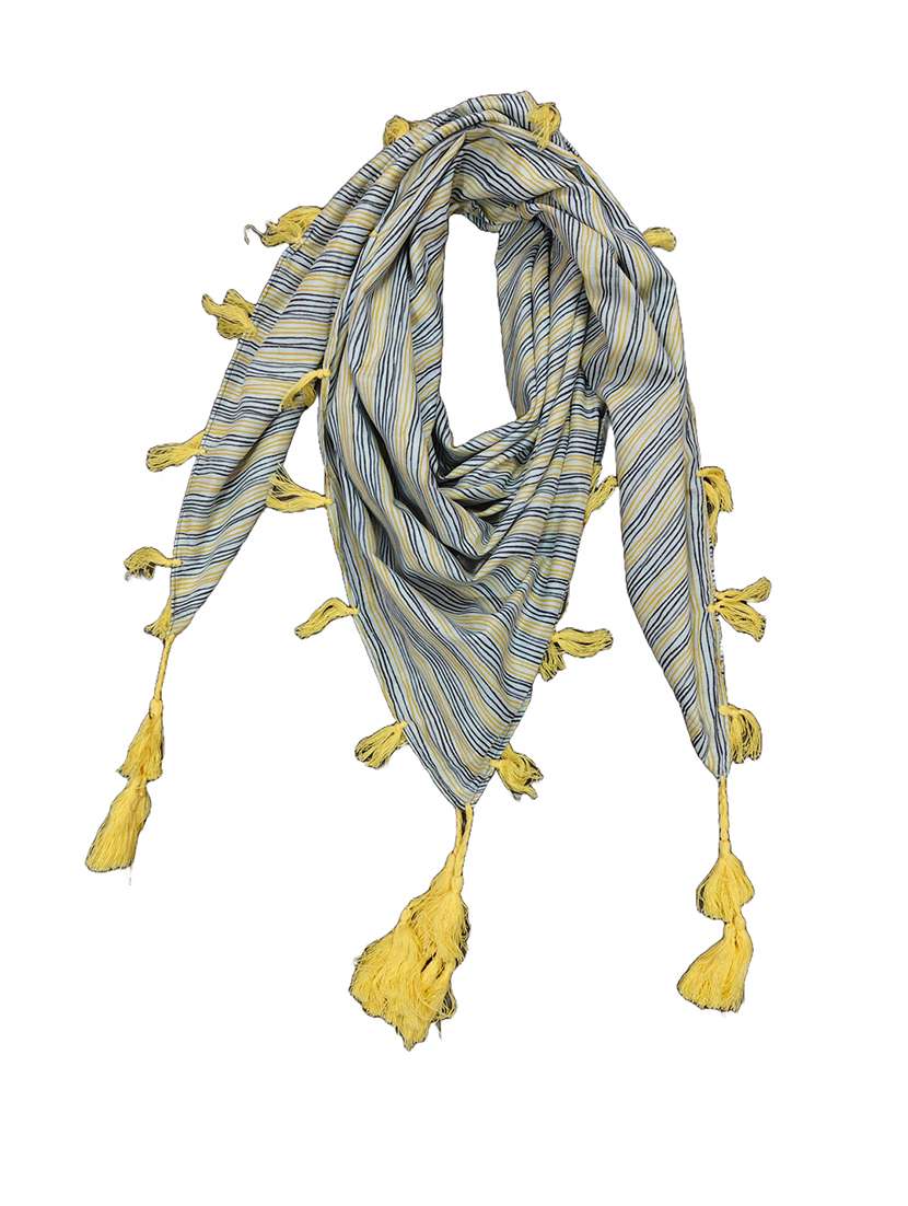 women striped scarf with tassels - 22079942 -  Standard Image - 2
