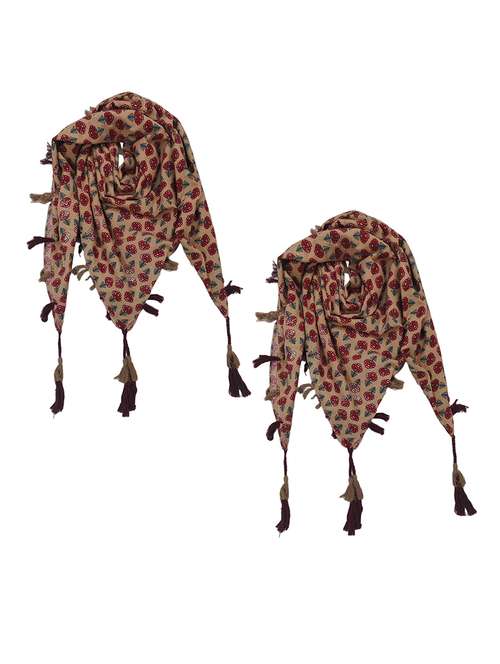 women pack of 2 scarf with tassels - 22079953 - Standard Image - 0