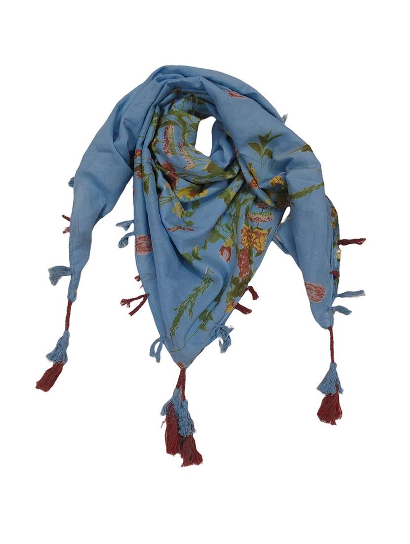 women floral printed scarf with tassels - 22079954 - Standard Image - 2
